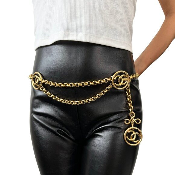CHANEL Vintage 93P CC Logo Chain Belt Accessory Gold Metal Charm RankAB [103520] - Picture 1 of 10